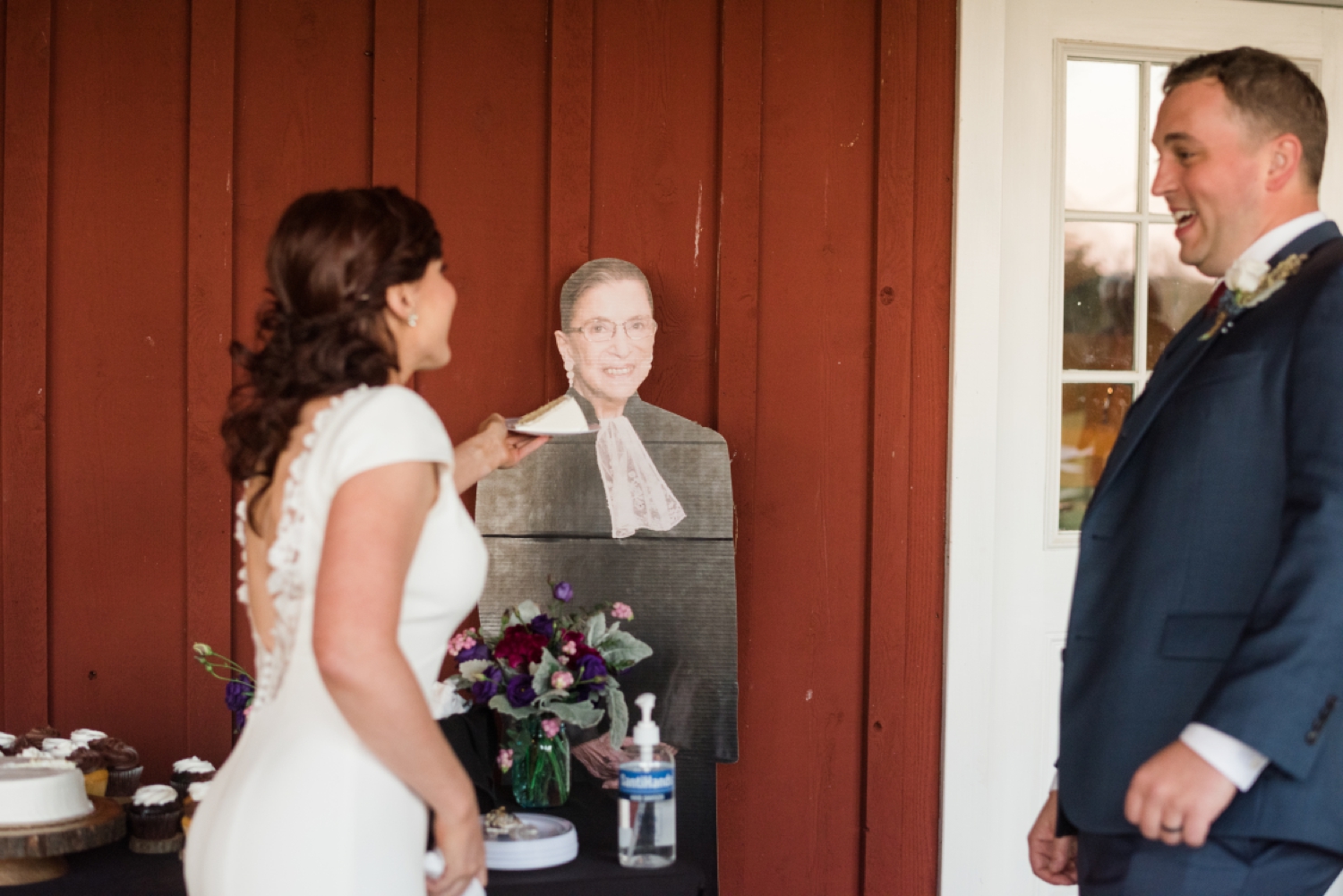 RBG portrait with Newly weds at Tusculum Farm