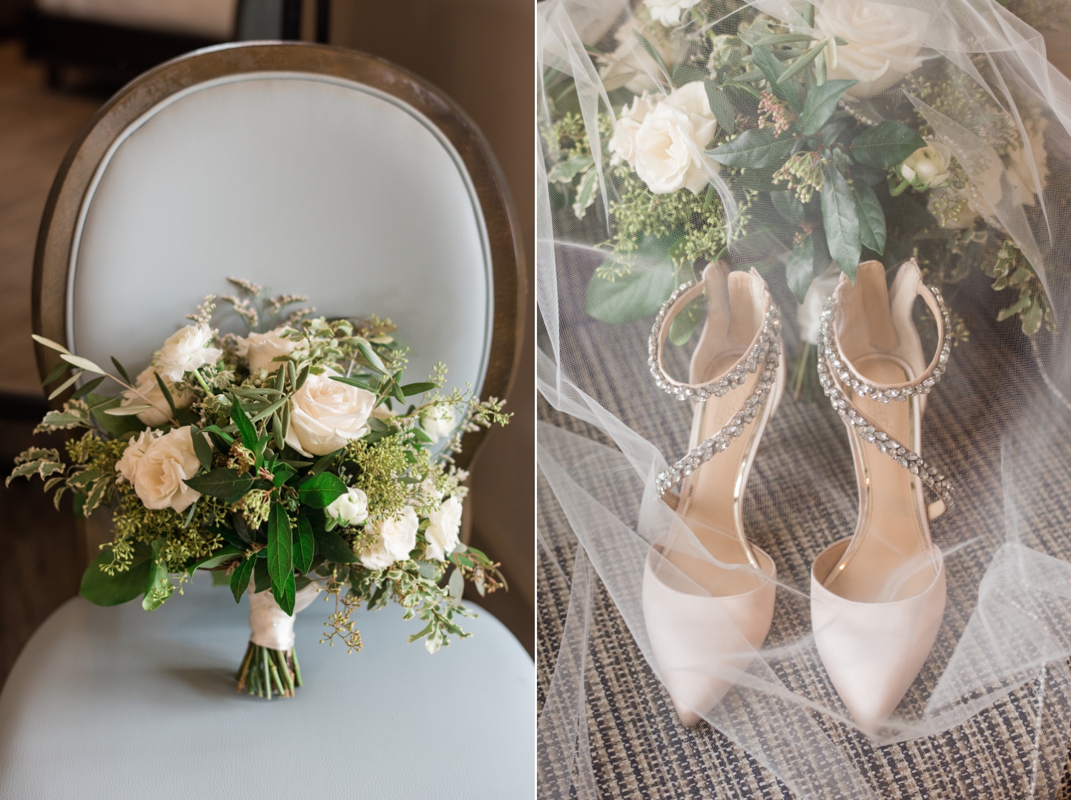 Eastern shore micro wedding green and white florals