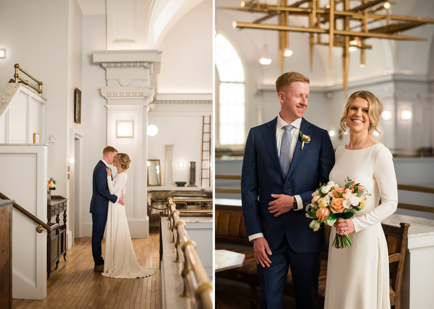 bride and groom share some intimate moments walking around the line hotel before their wedding ceremony