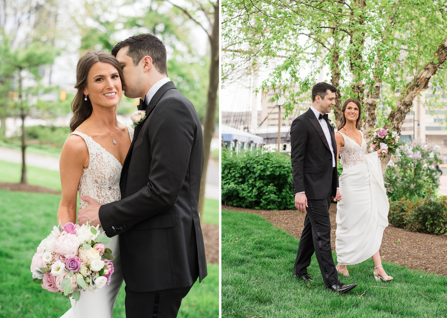 bride and groom share intimate moments between them before their wedding ceremony