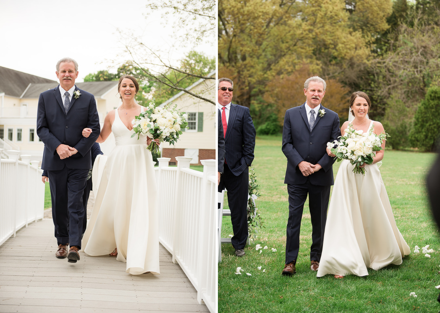 bride walks down the aisle with her father