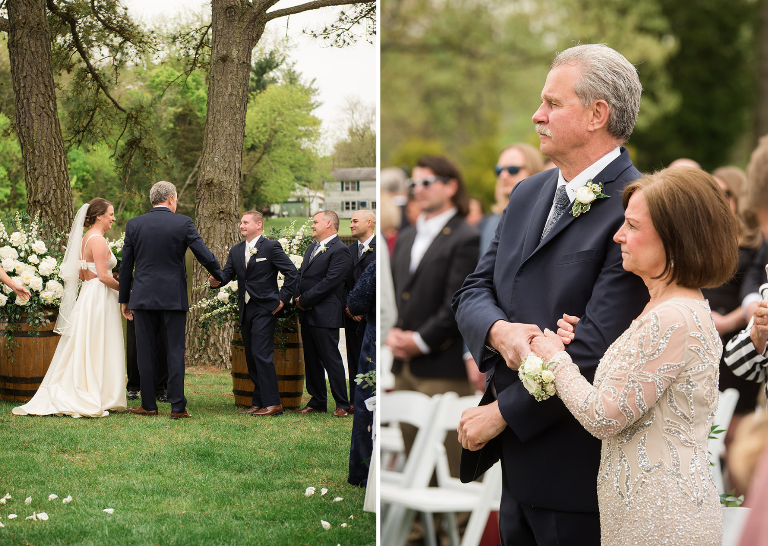 the father hands the bride over to the groom