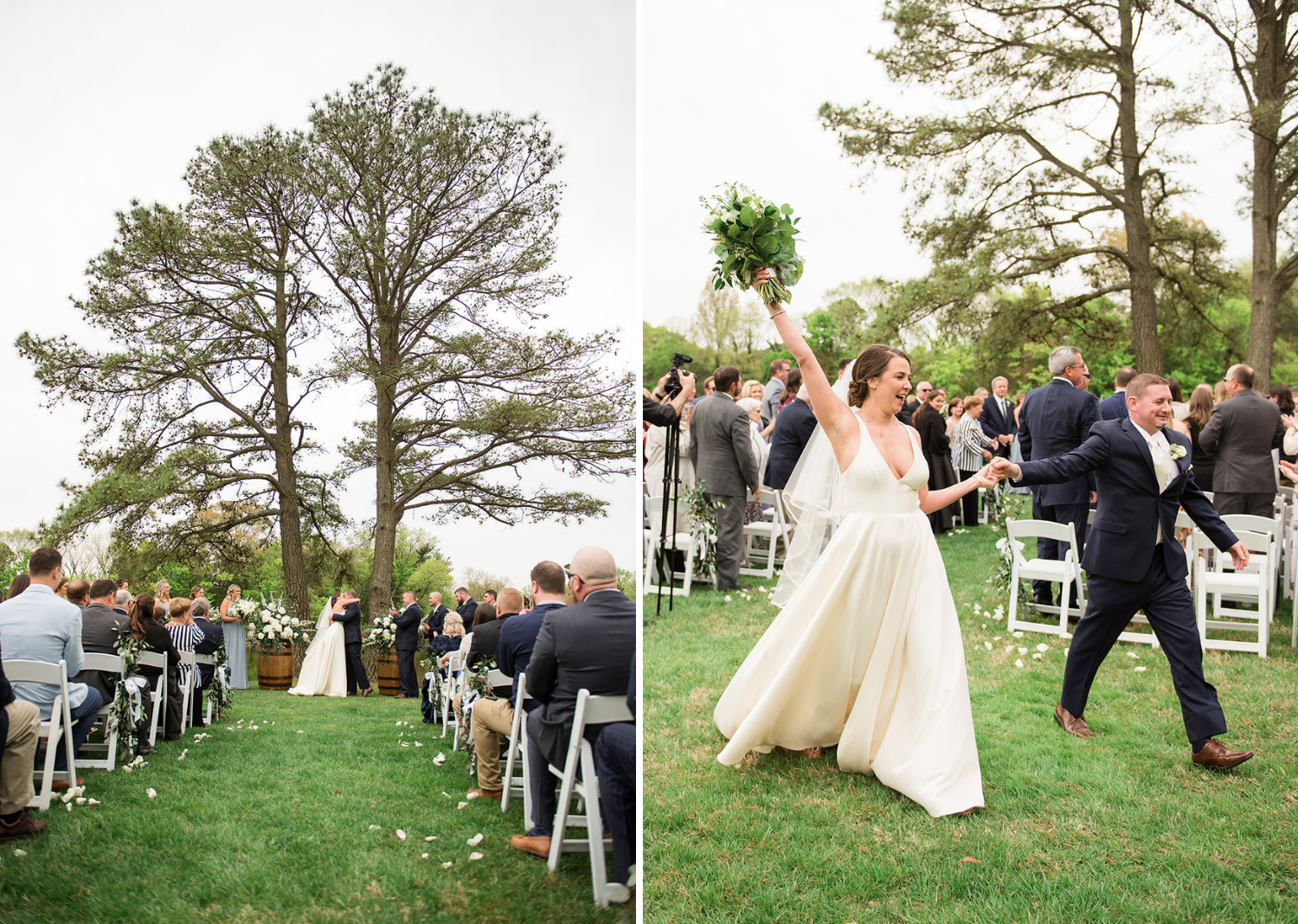 bride and groom celebrate as they are finally announced husband and wife