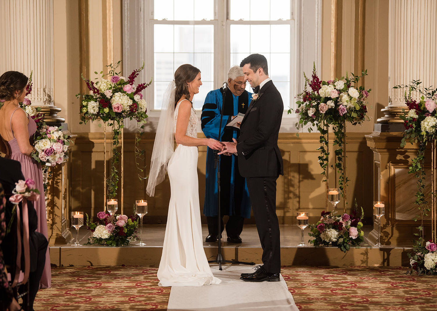 bride and groom during their wedding ceremony at the Belvedere Hotel