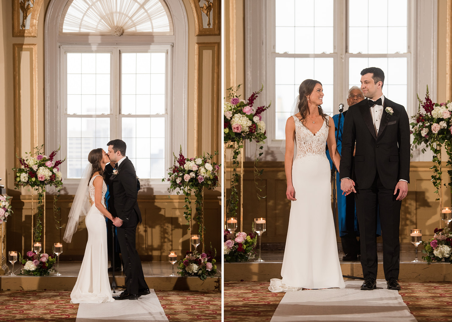 bride and groom during their wedding ceremony at the Belvedere Hotel