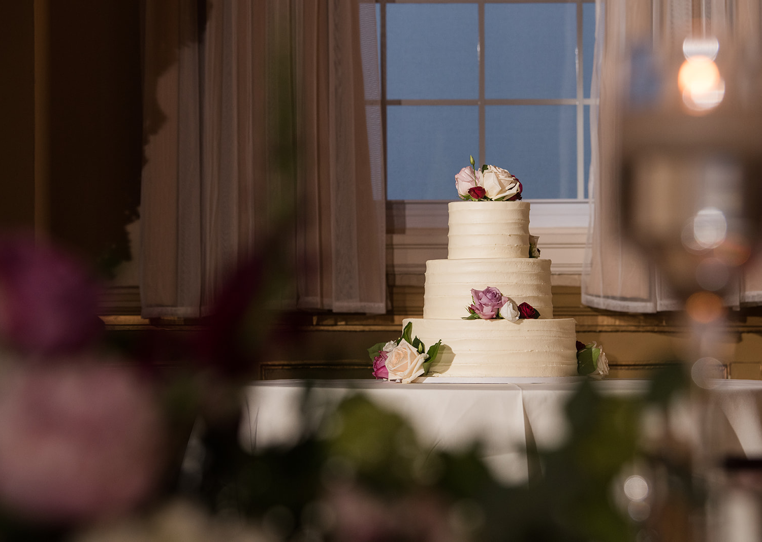 wedding reception decorations at the Belvedere hotel