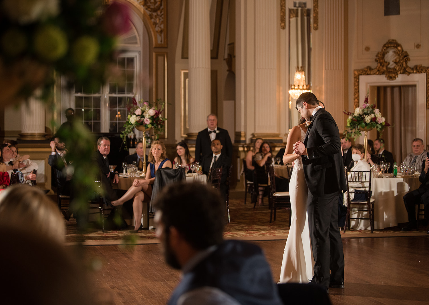 bride and groom share their first dance