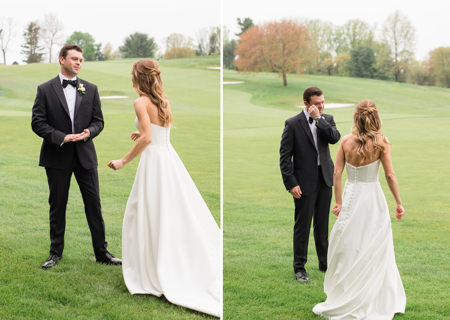 first look with the groom and bride 