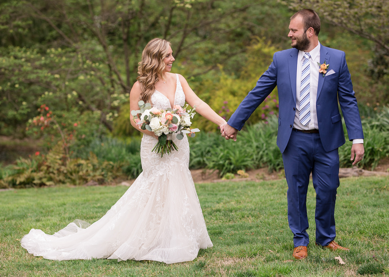 outdoor wedding portraits of the bride and groom