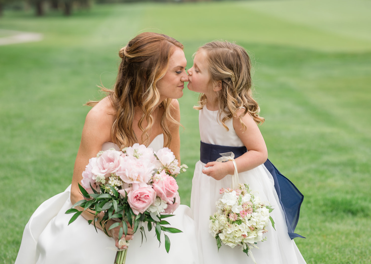 bride and flower girl 