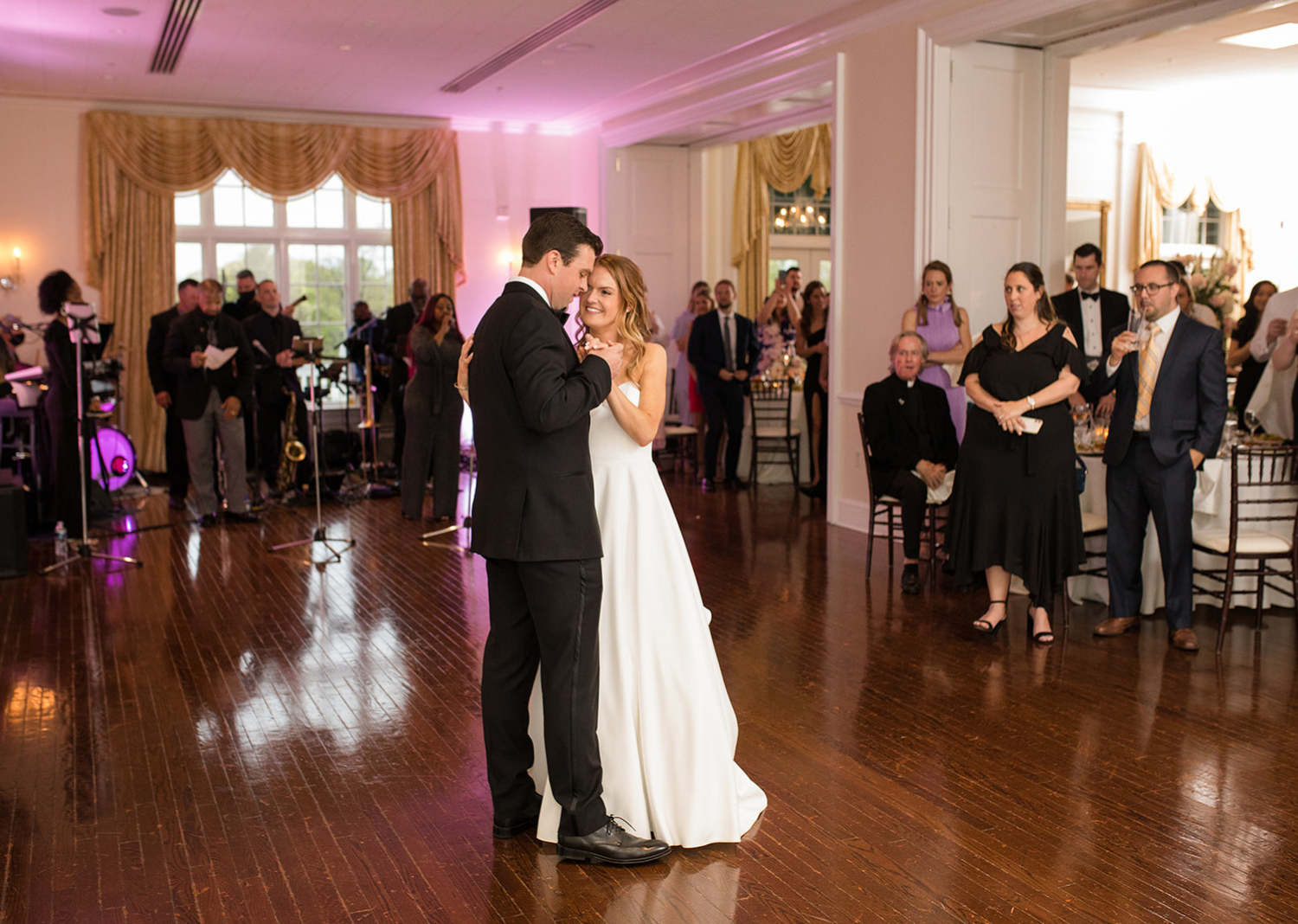 bride and groom share their first dance 