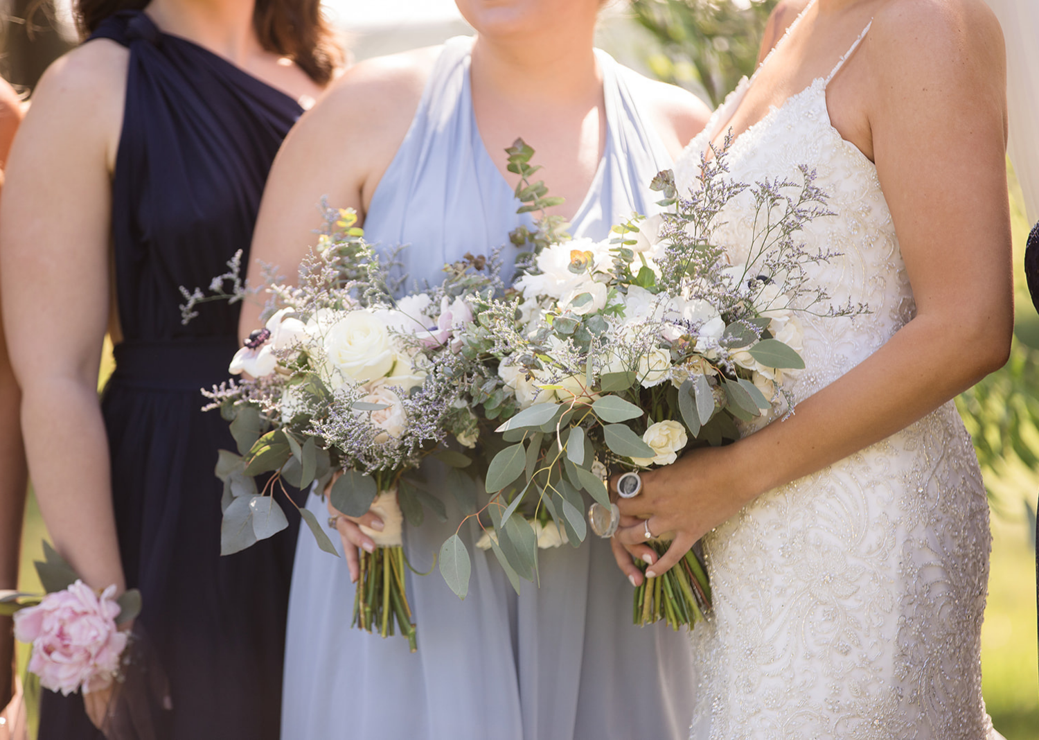 close up shot of the bridal party bouquets 