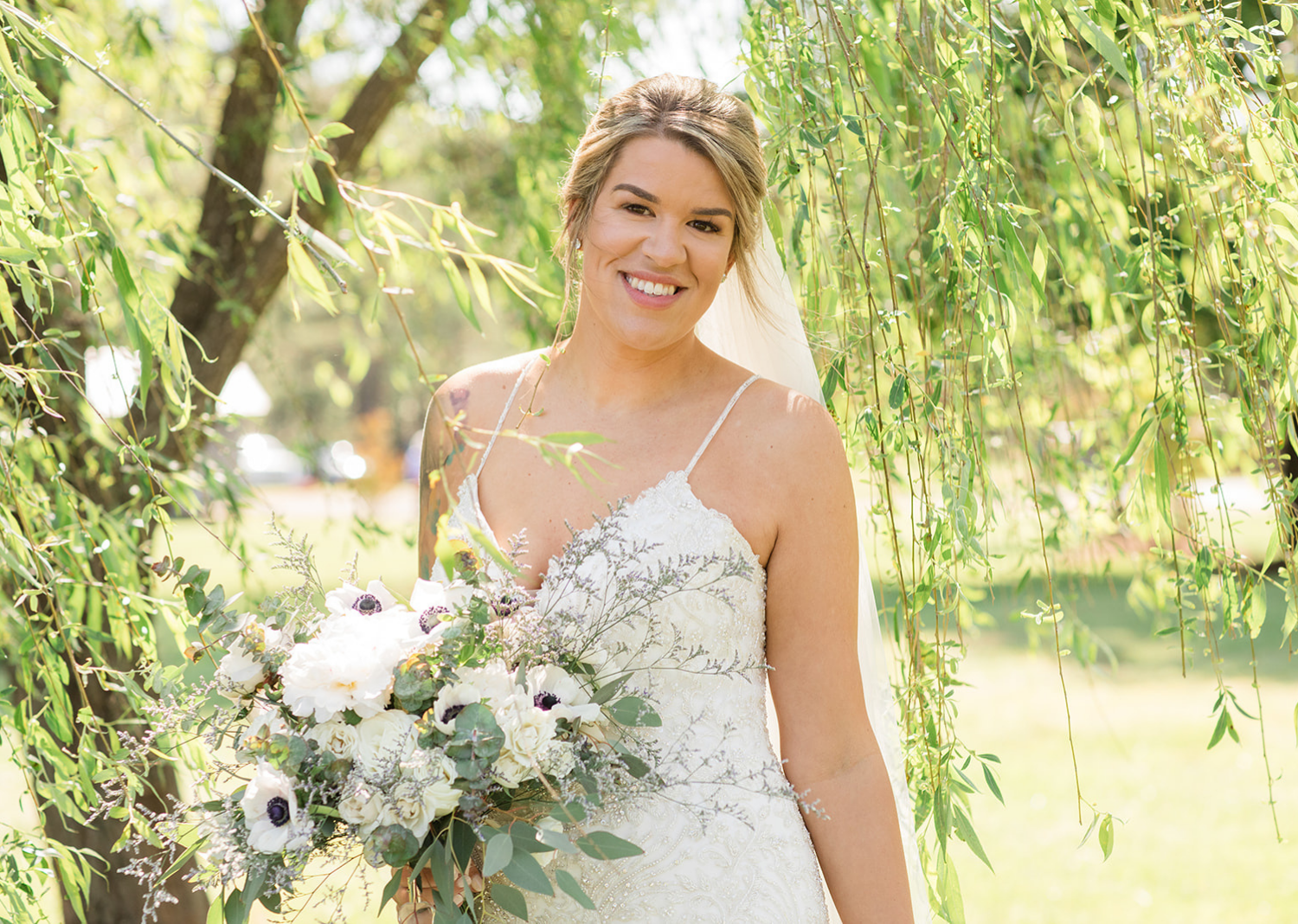 bride standing outside for outdoor portraits