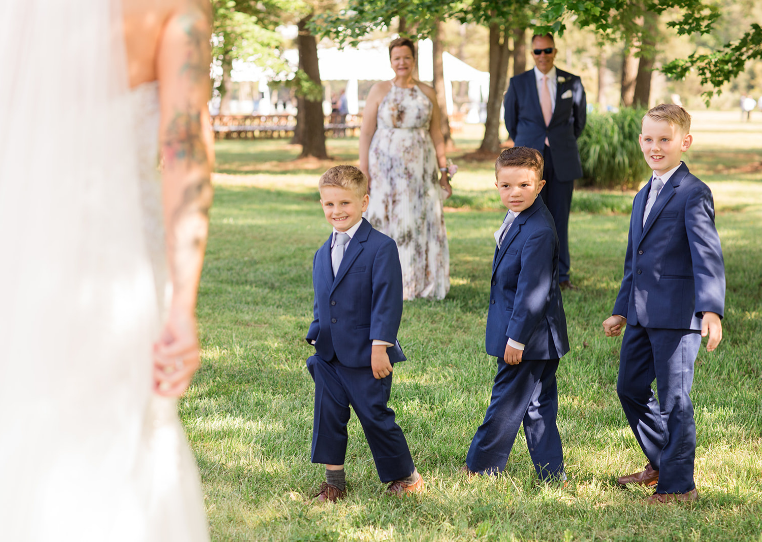 sons of the bride and groom with their wedding suits