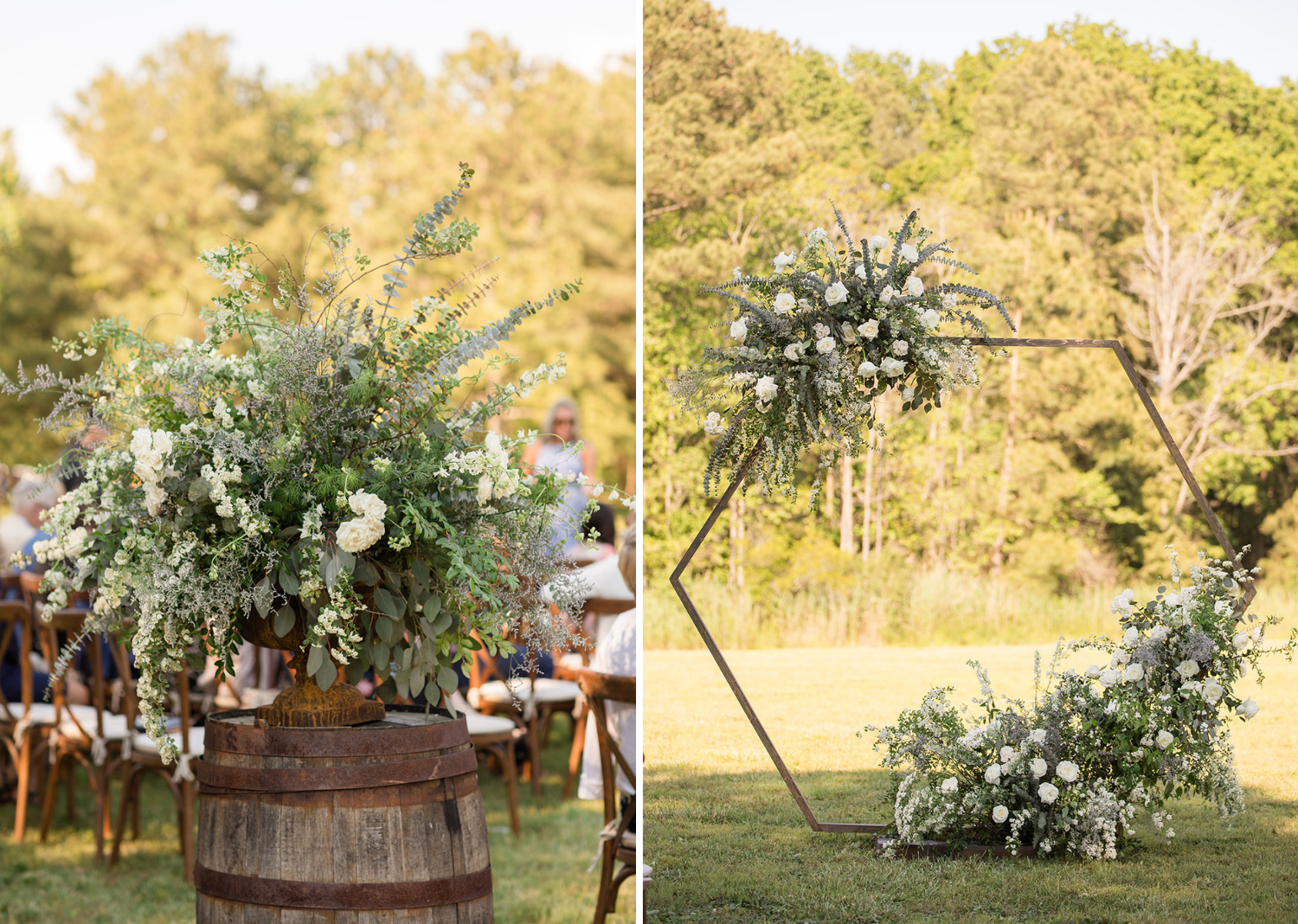 outdoor wedding ceremony. floral arch 