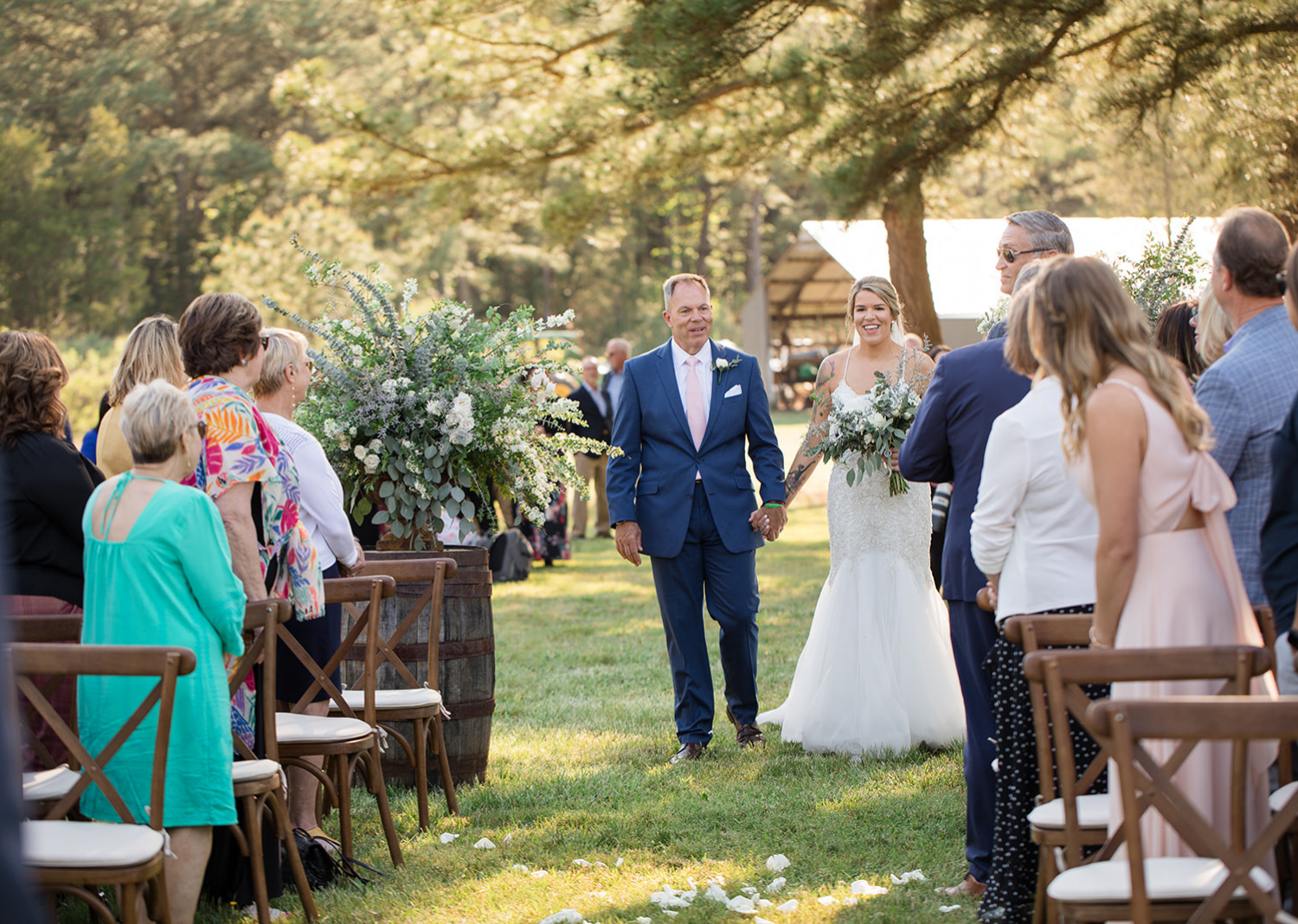 father of the bride walking. bride down the aisle 