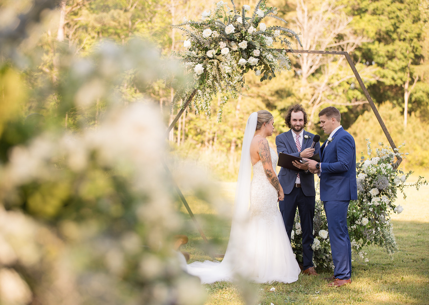 bride and groom saying their vows 