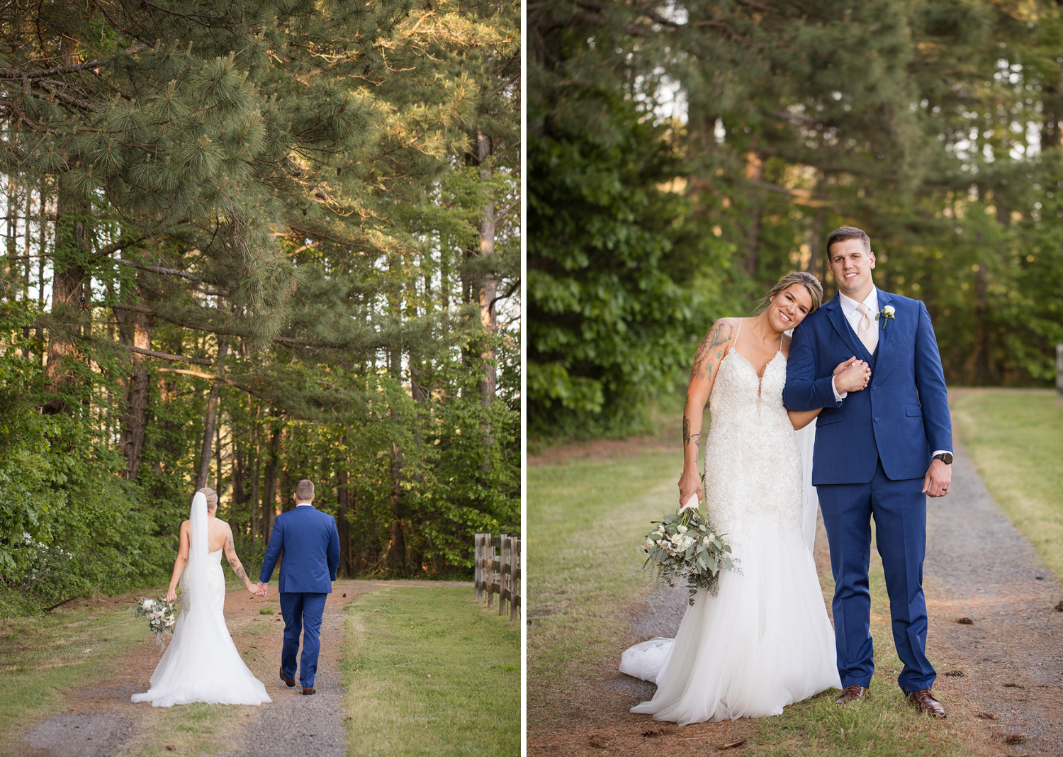 bride and groom outdoor portraits after wedding ceremony