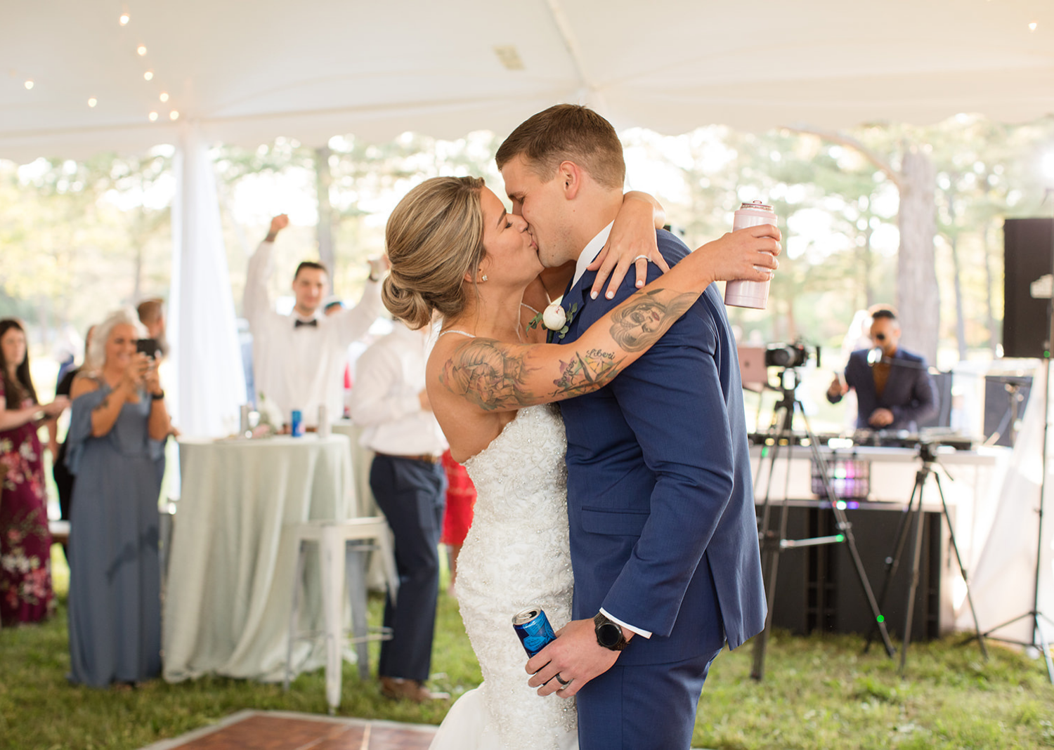 bride and groom share their first dance 