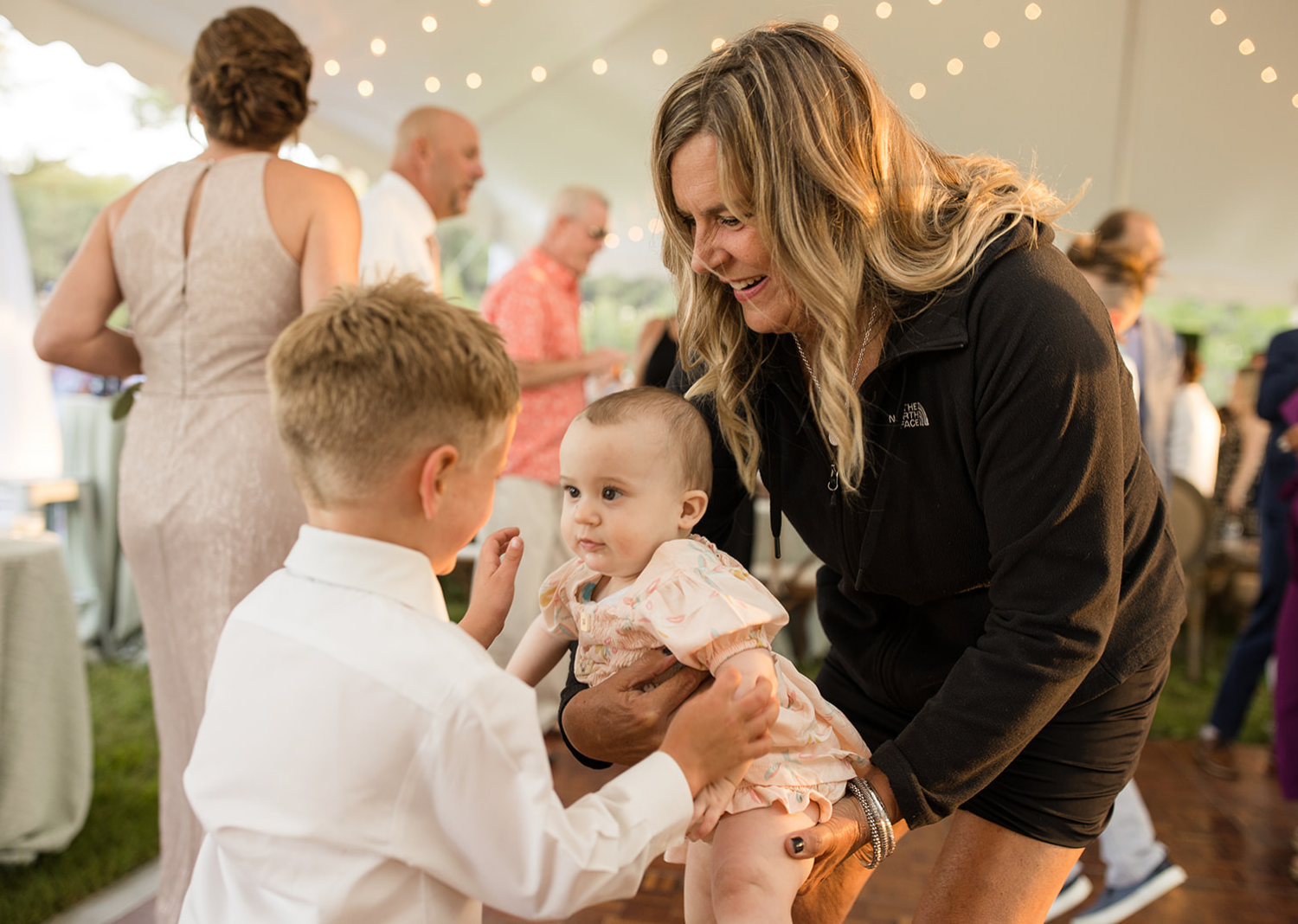 wedding guests having fun