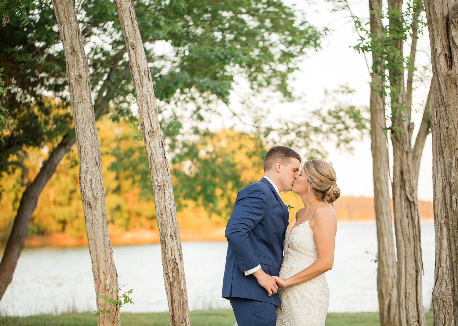 bride and groom outdoor portraits after wedding ceremony