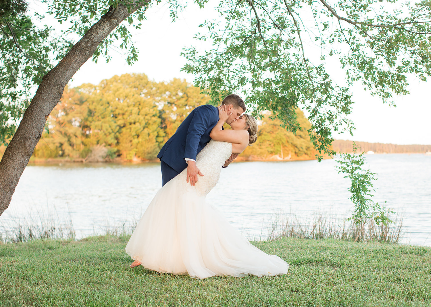 bride and groom outdoor portraits after wedding ceremony