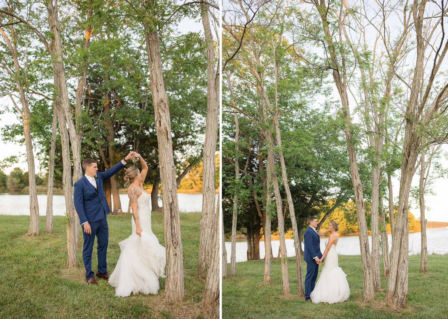 bride and groom outdoor portraits after wedding ceremony