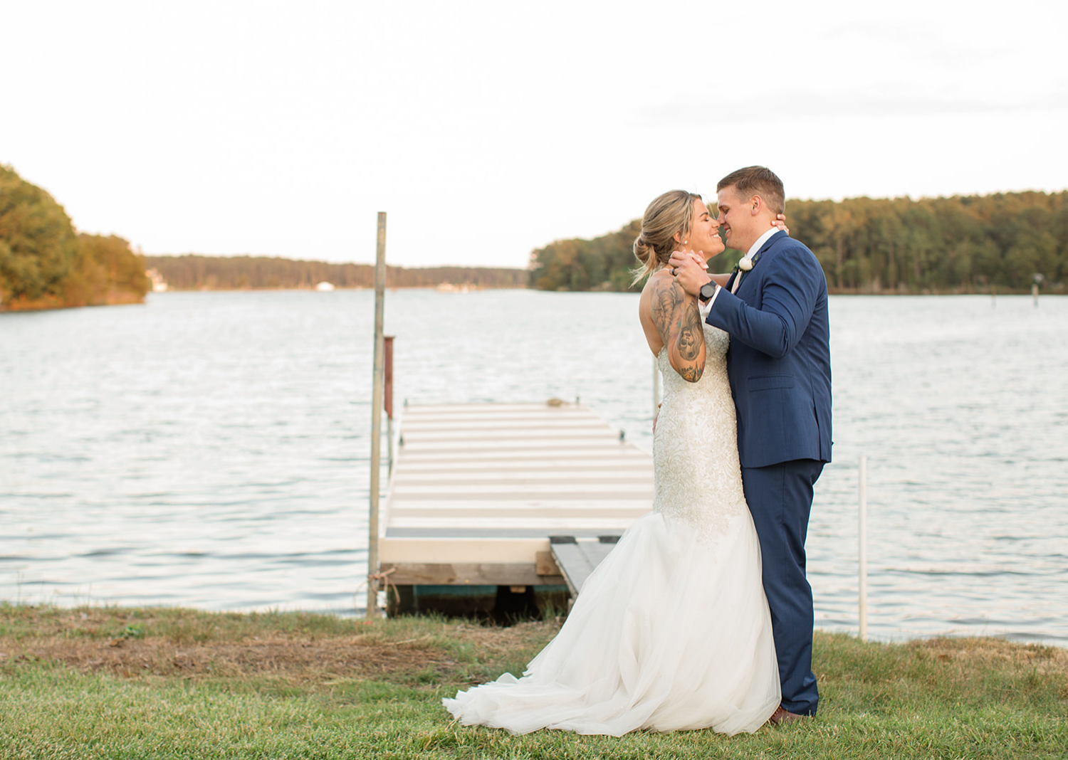 bride and groom outdoor portraits after wedding ceremony