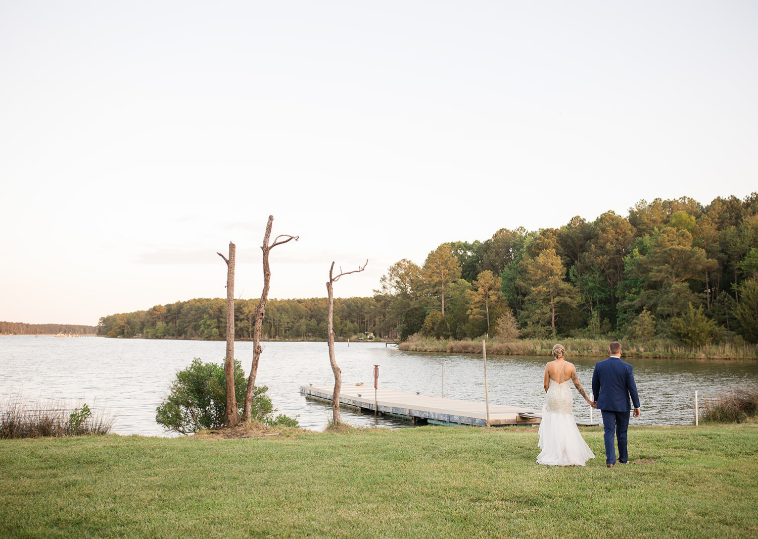 bride and groom outdoor portraits after wedding ceremony