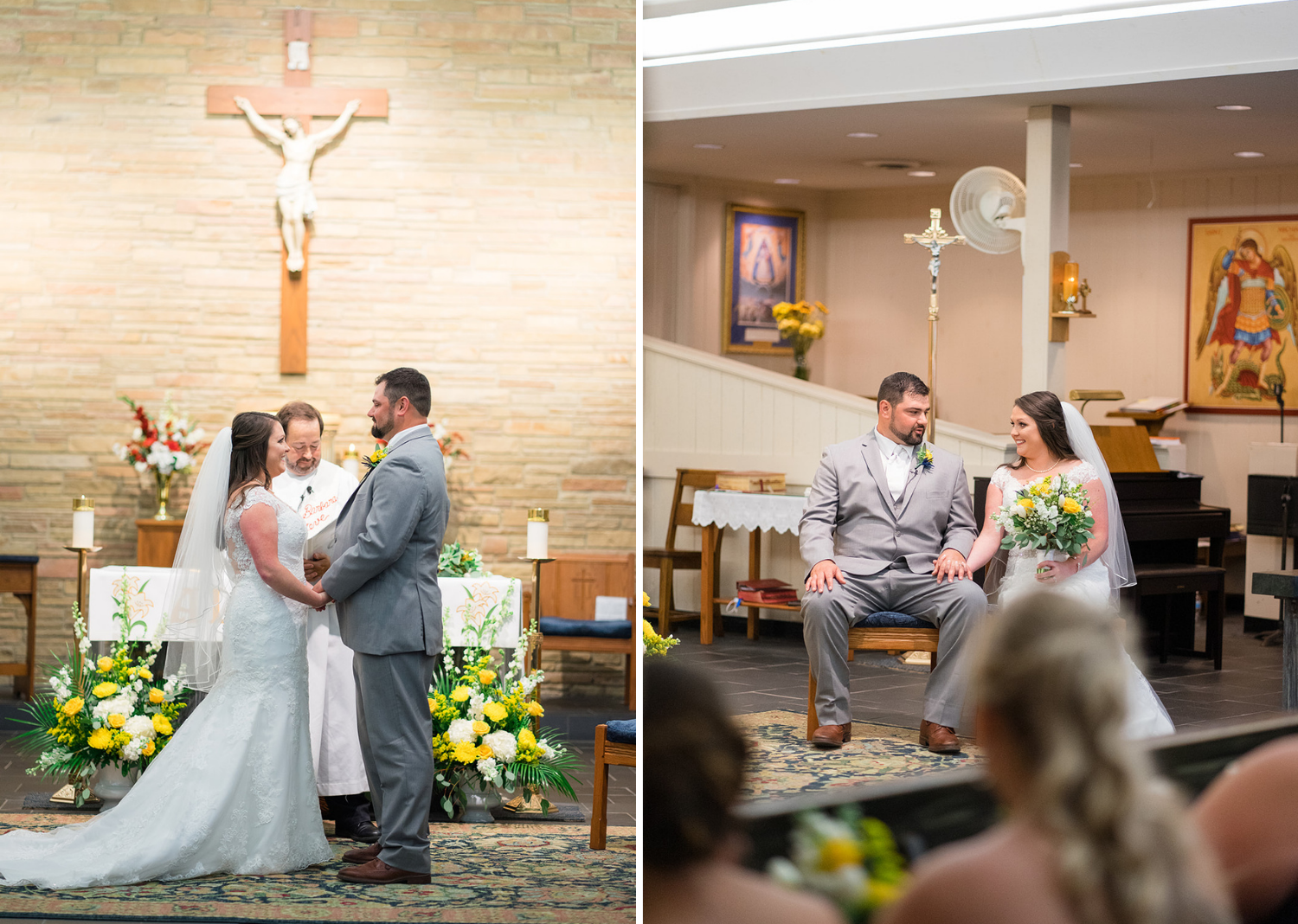 bride and groom during th wedding ceremony