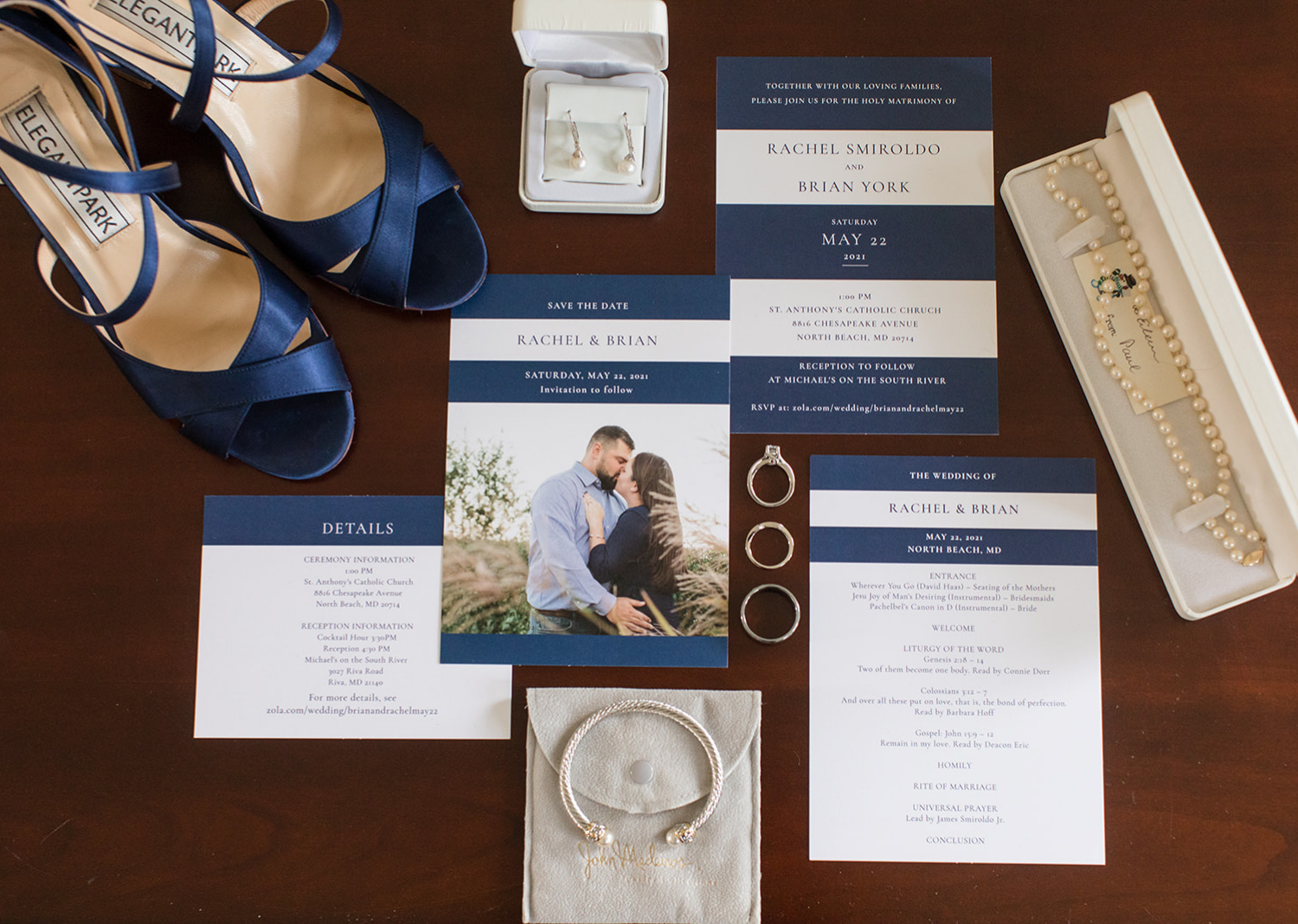 wedding flat lay photo with wedding stationery