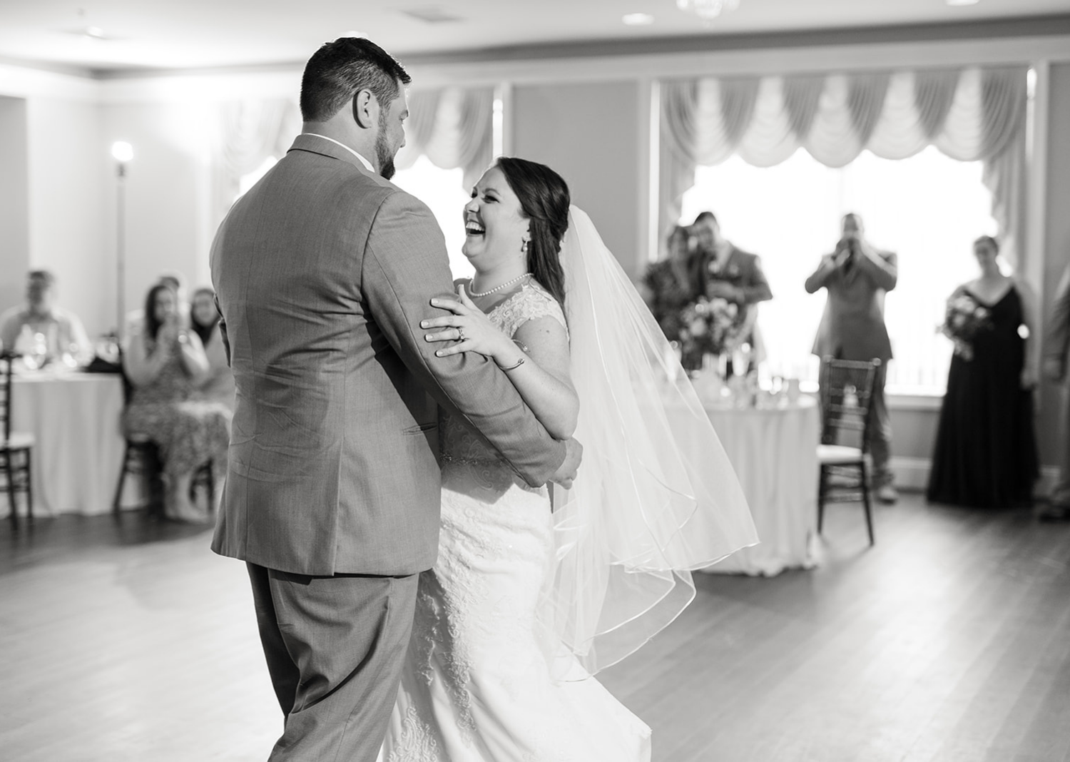 bride and groom during their first dance