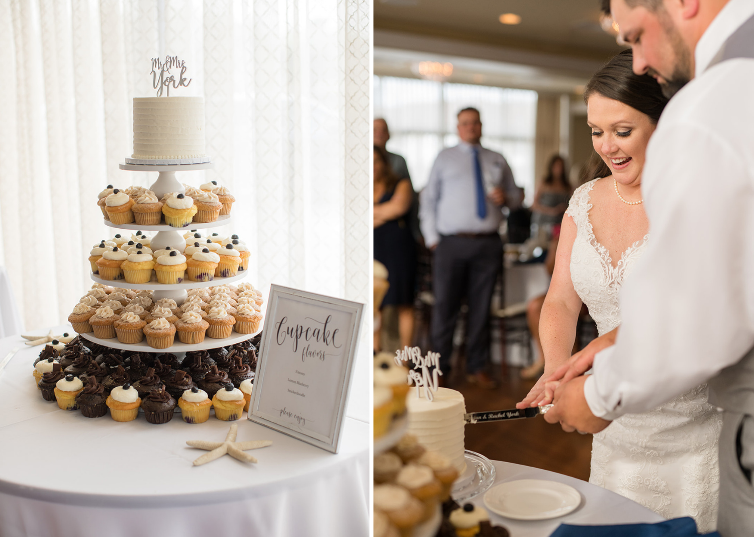 bride and groom cut their wedding cake