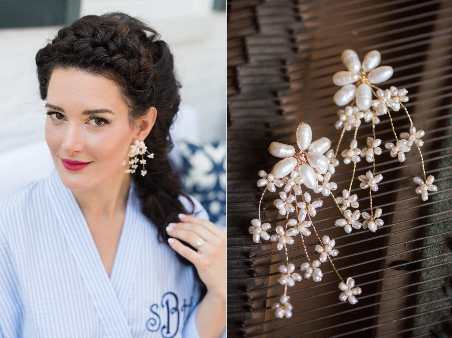 bride's hair and barrettes