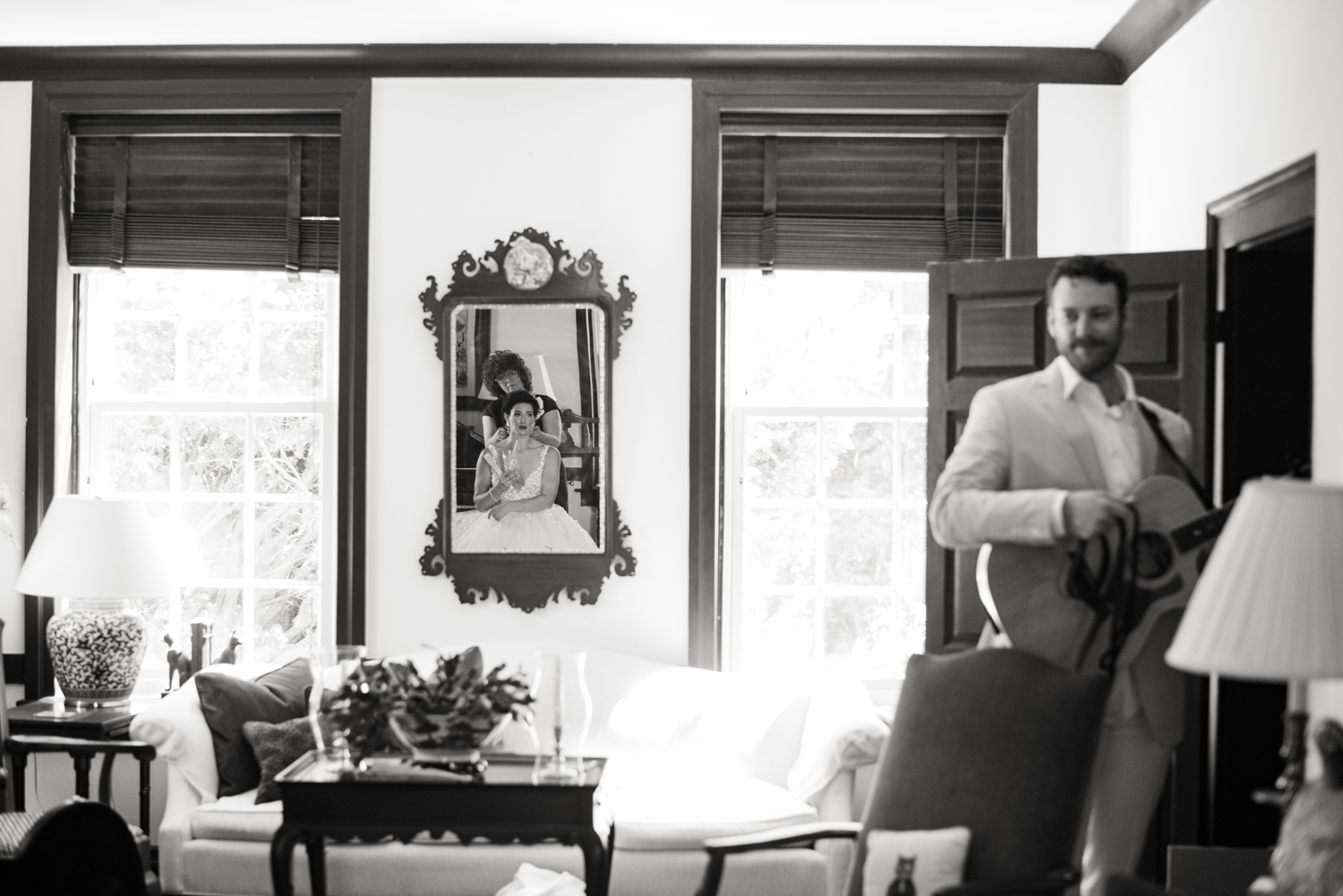 bride has last minute touches before the ceremony