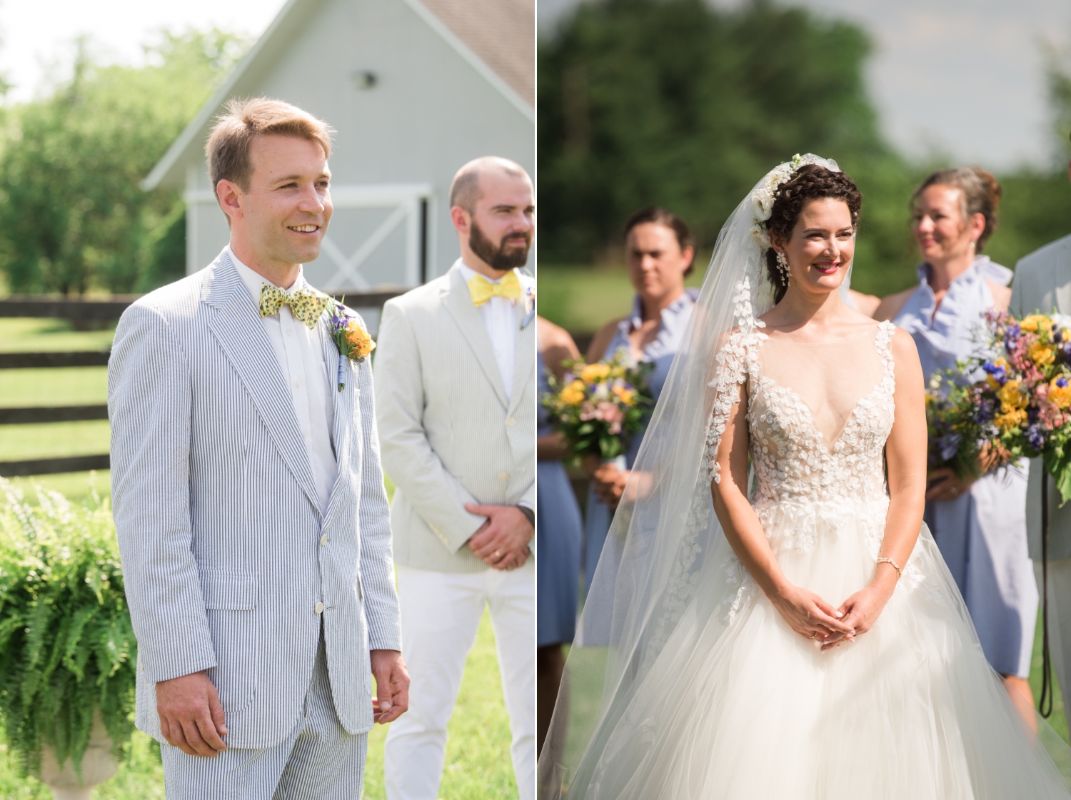 bride and groom looking at each other during the ceremony