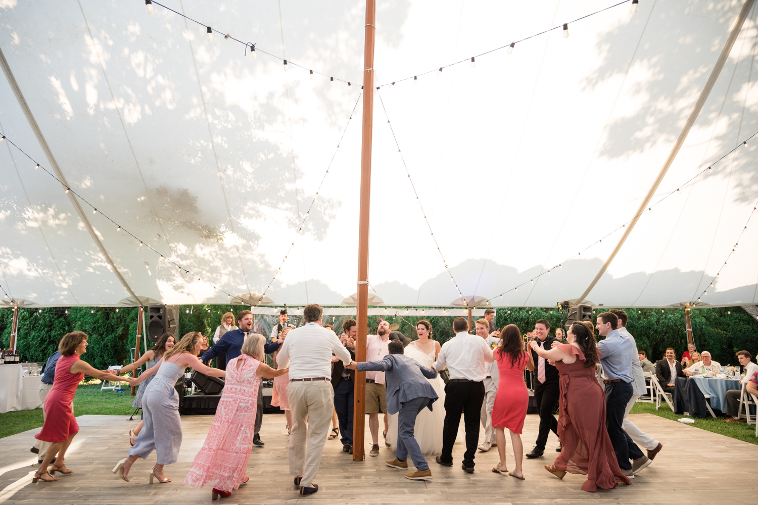 guests dance during reception