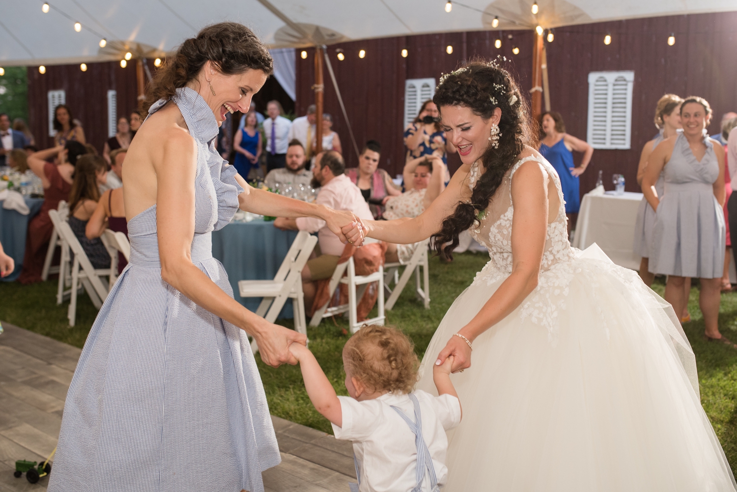 bride dancing with guests