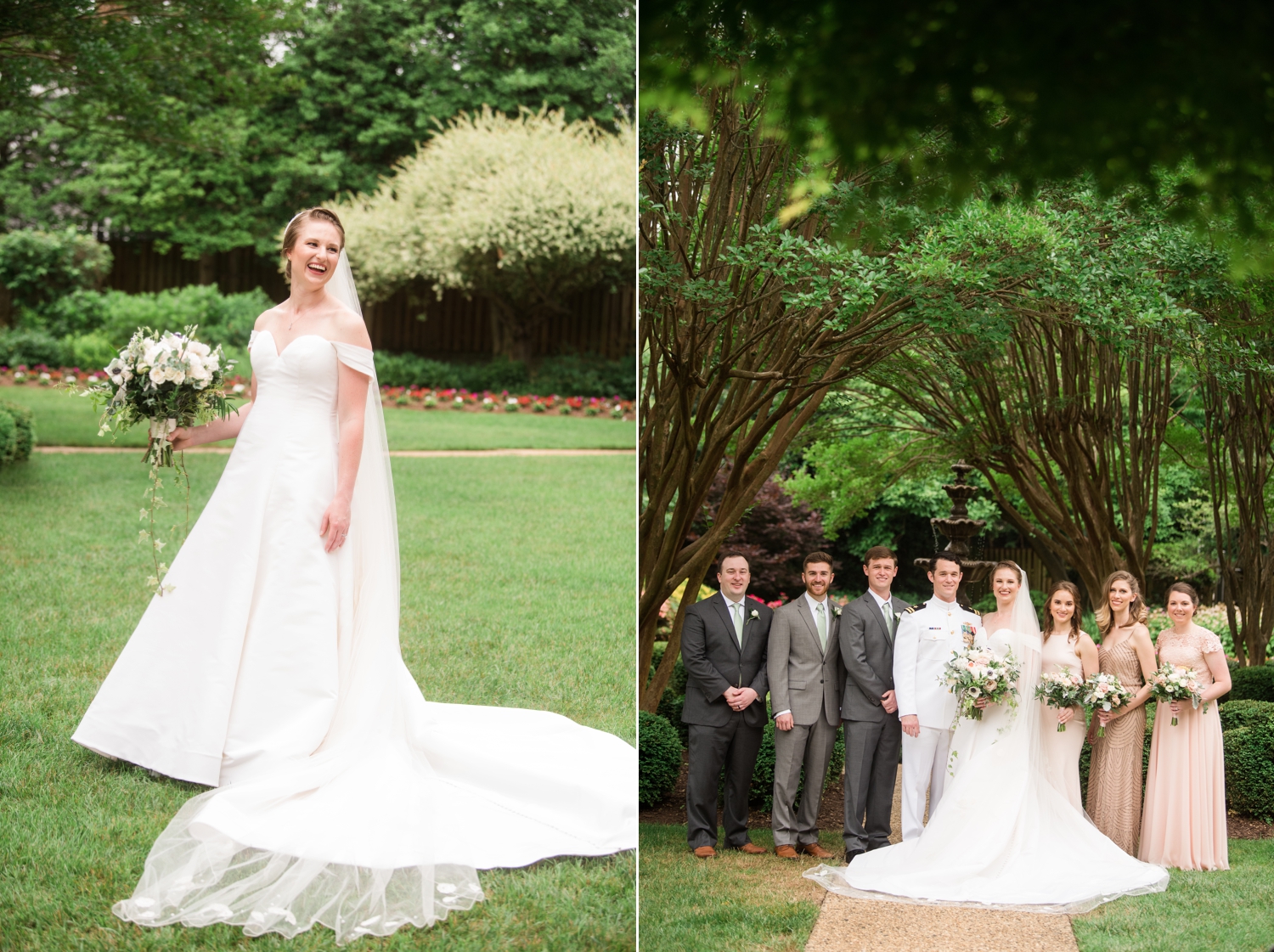 bride and groom pose for family formals