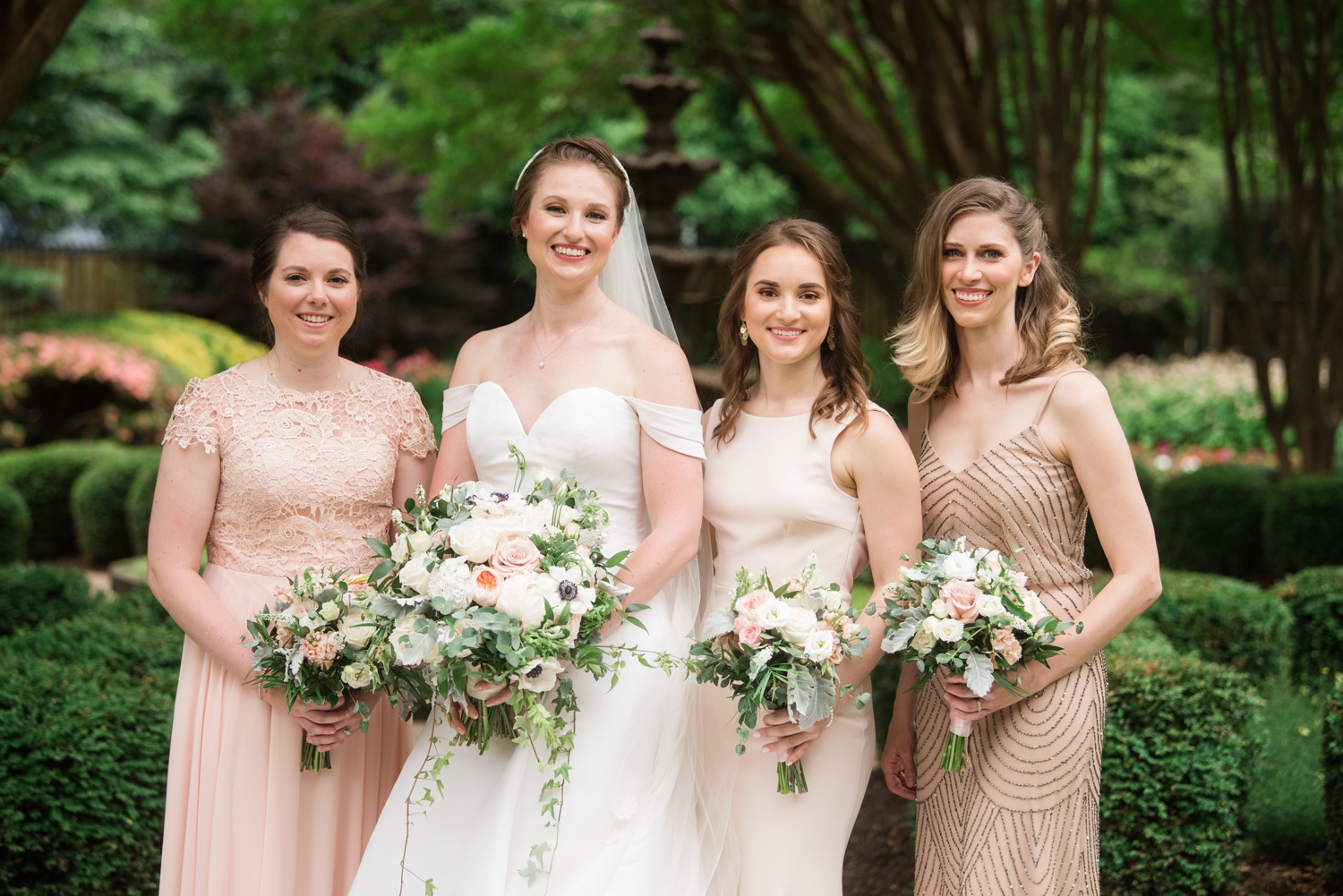 bride poses for family formals