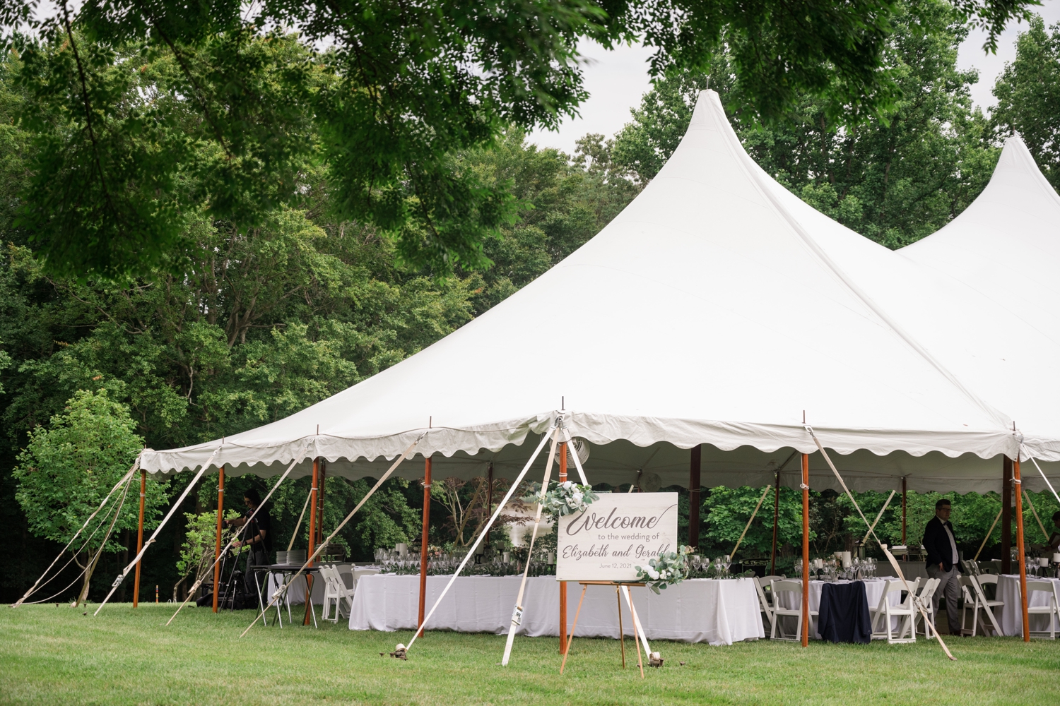 Reception tent set up