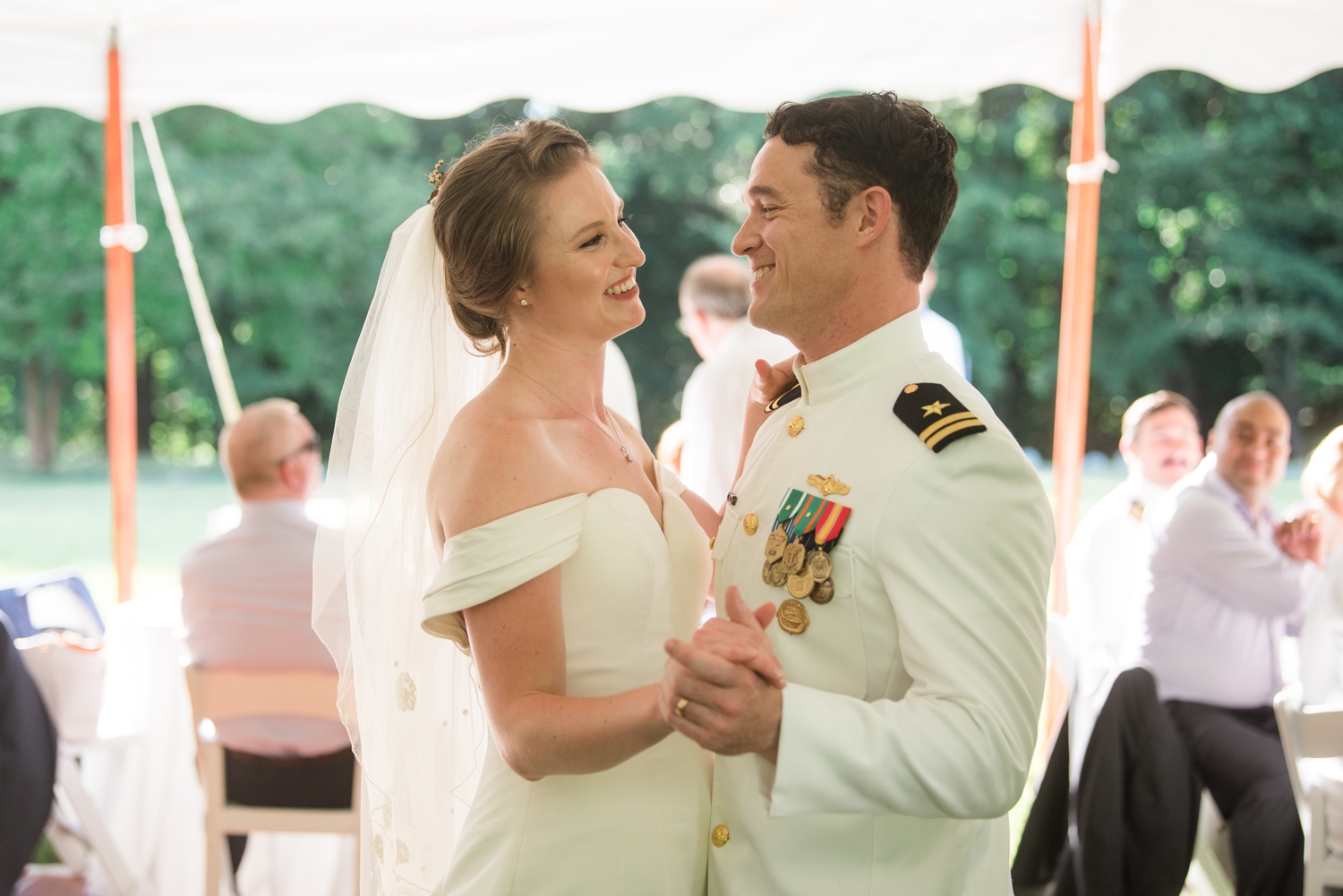 close up of bride and groom during first dance