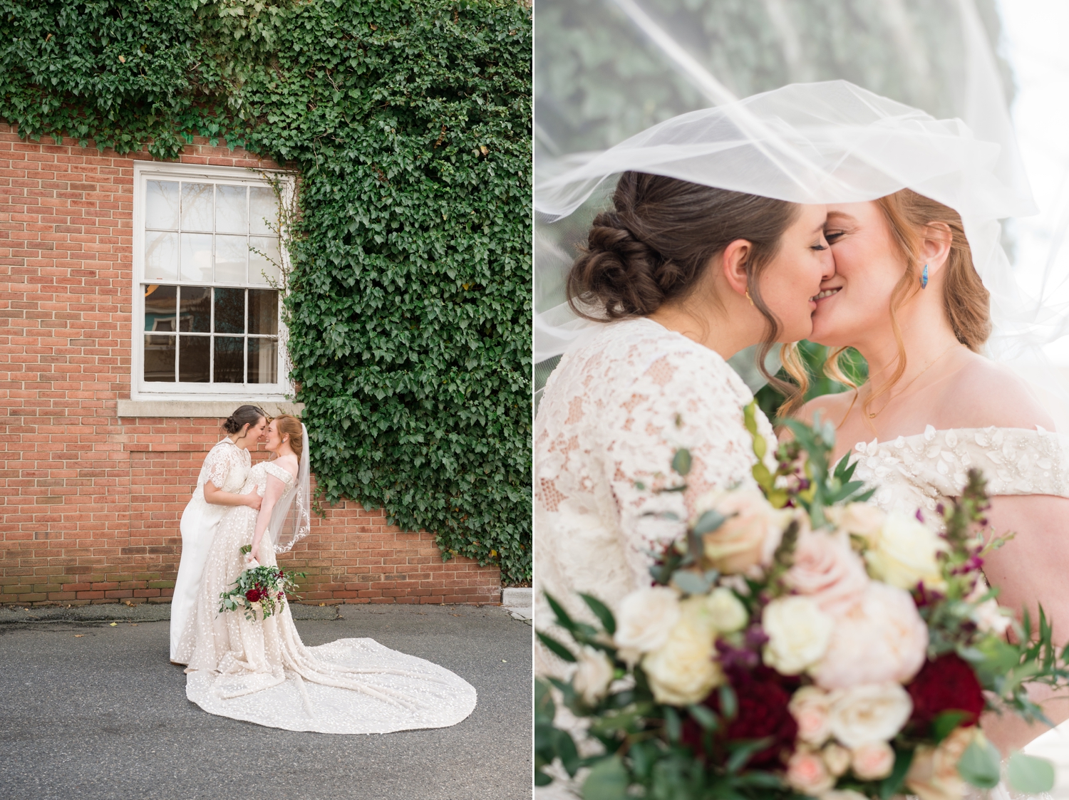 the couple kisses and poses together