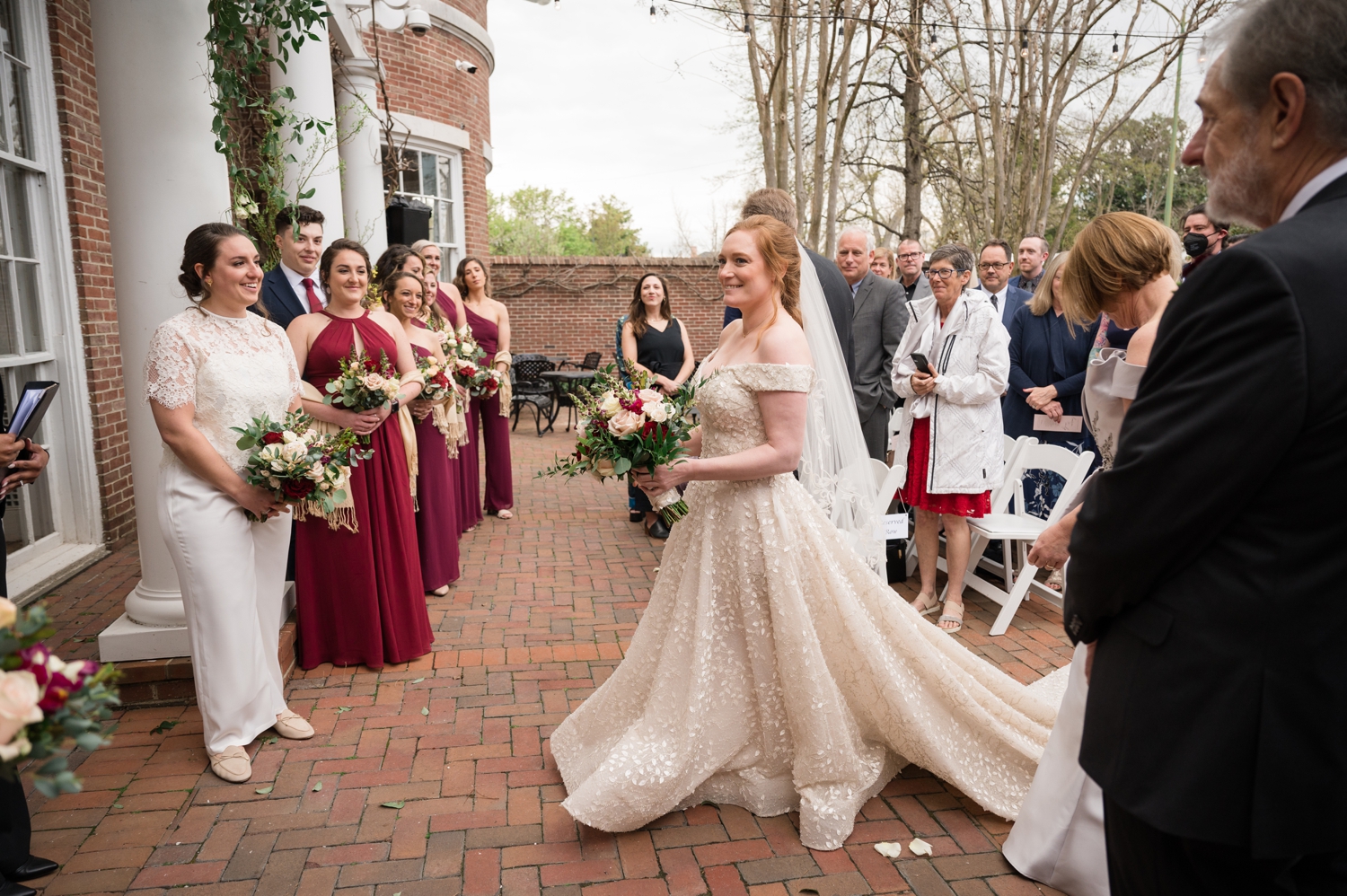 brides smile during ceremony