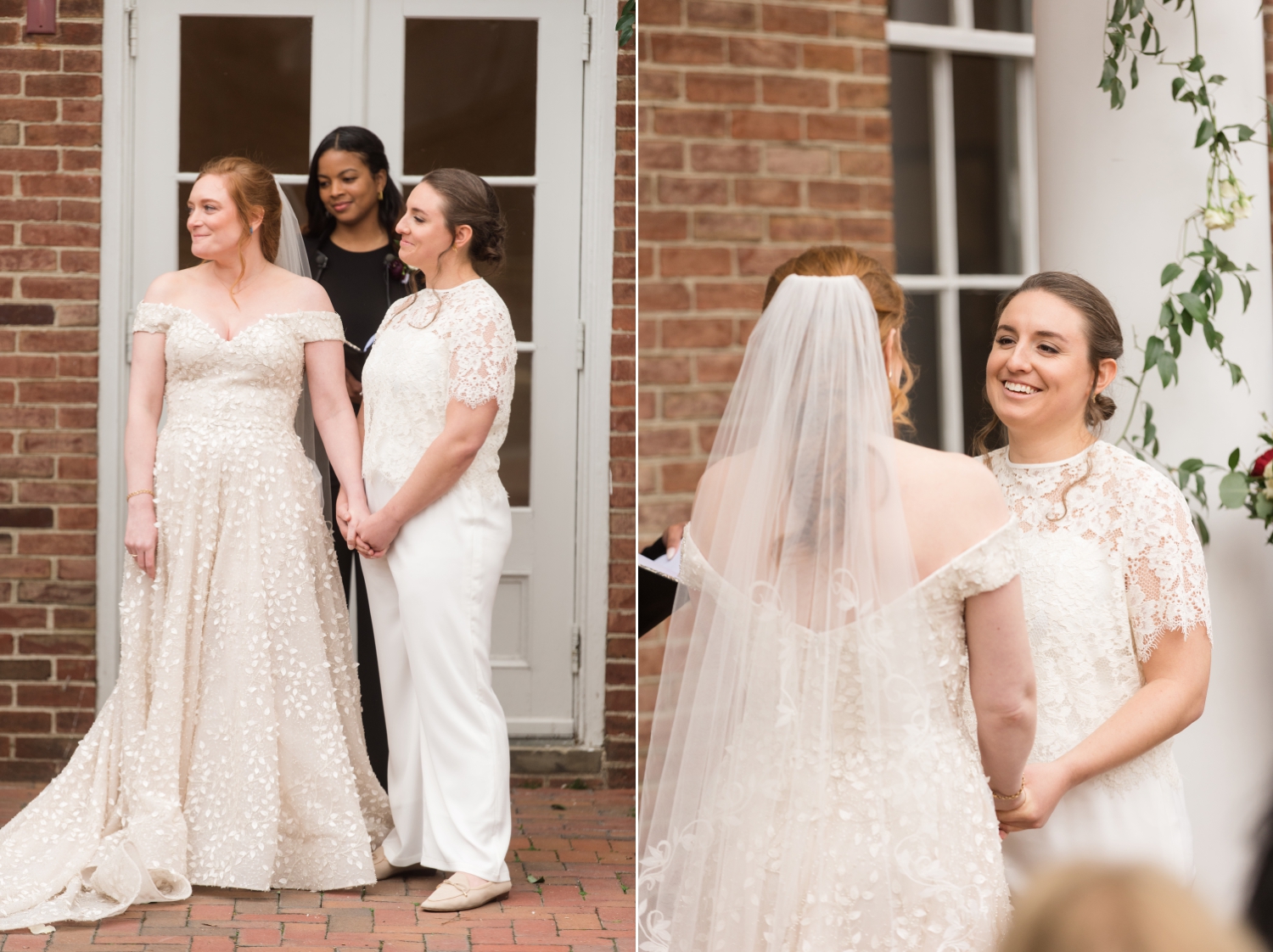 brides smile during ceremony