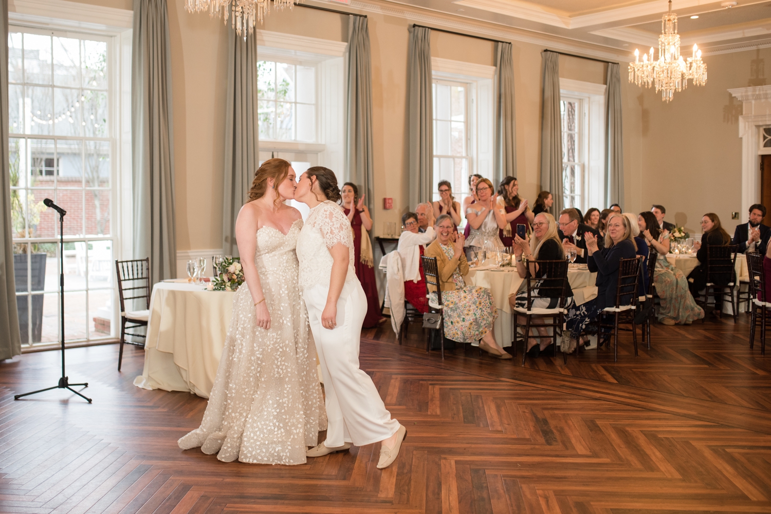 couple enters their reception at the Tidewater Inn