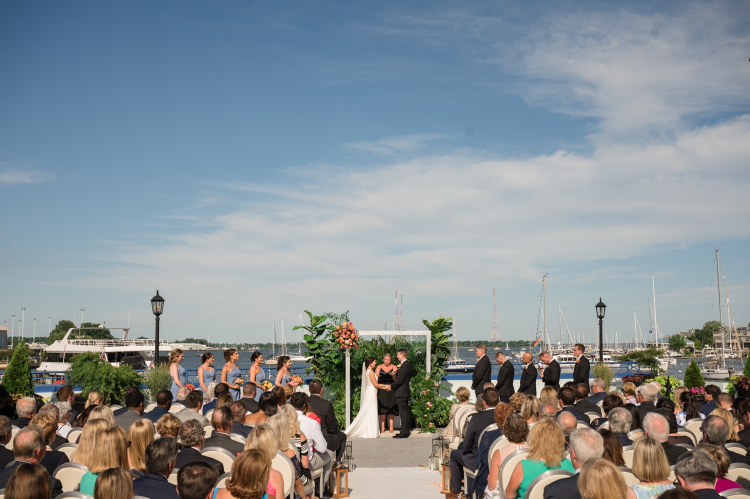 Annapolis waterfront Hotel wedding ceremony overlooking the Chesapeake Bay