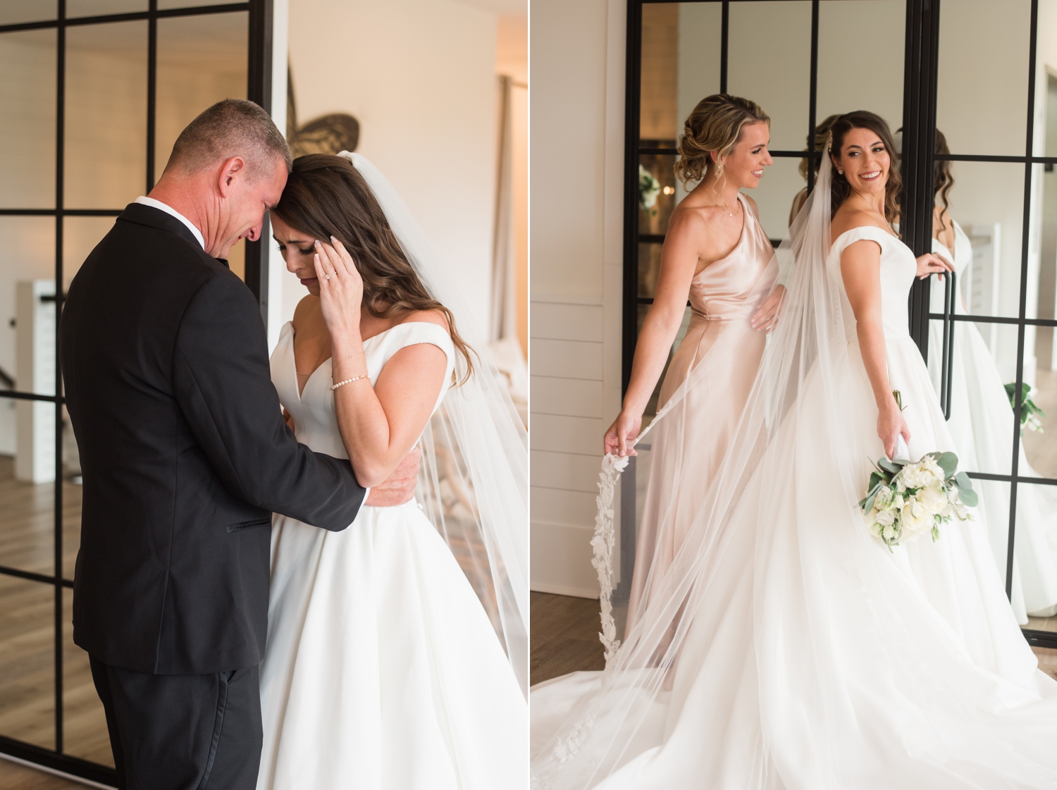 the bride and her father share a tender moment