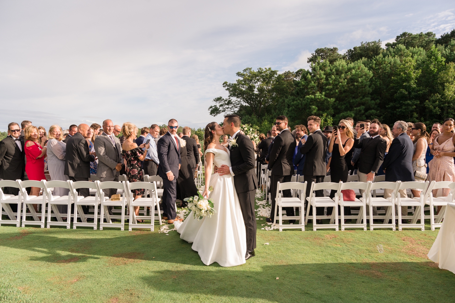 bride and groom kissing