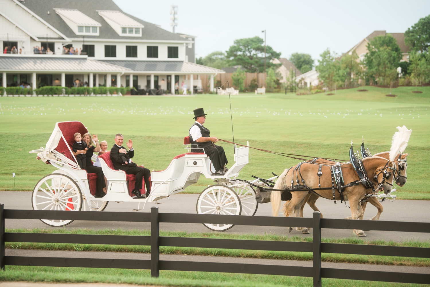 bride groom in horse and carriage